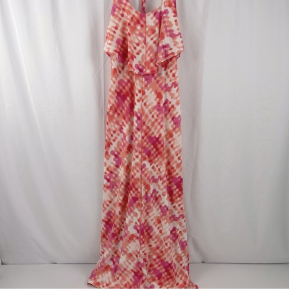 Patagonia Folly Beach Maxi Dress pink & peach tie dye print shelf bra Medium - Picture 2 of 10